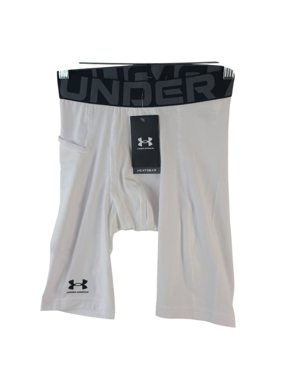 NEW Under Armour Men's HeatGear White Compression Long Shorts Sz S